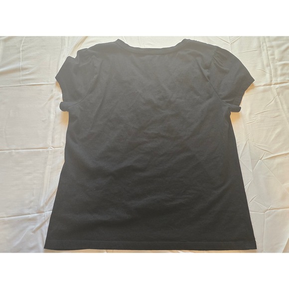St. John's Bay Black‎ Crochet V Neck Short Sleeve Tee Shirt Top - Picture 6 of 7